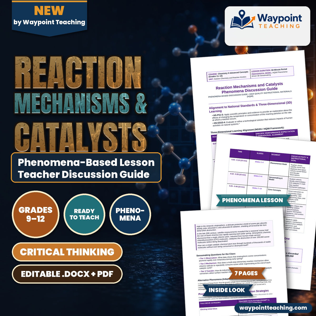 Reaction Mechanisms & Catalysts Phenomena-Based Lesson: Catalytic Destruction of One Hundred Thousand Ozone Molecules by a Single Stratospheric Chlorine Radical Teacher Discussion Guide cover