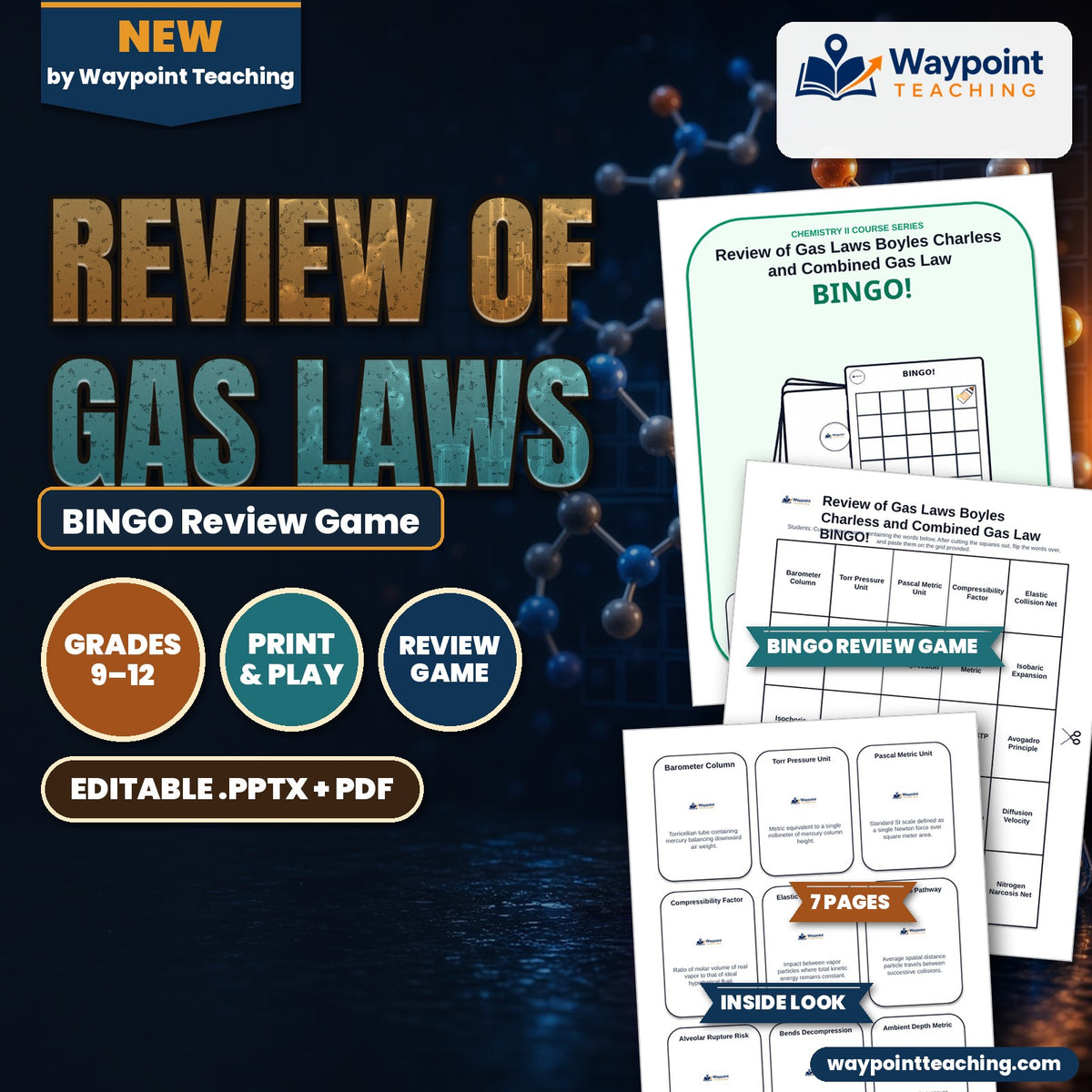 Review of Gas Laws: Boyle's, Charles's, & Combined Gas Law BINGO Review Game cover