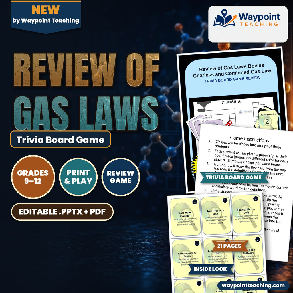 Review of Gas Laws: Boyle's, Charles's, & Combined Gas Law Trivia Board Game cover