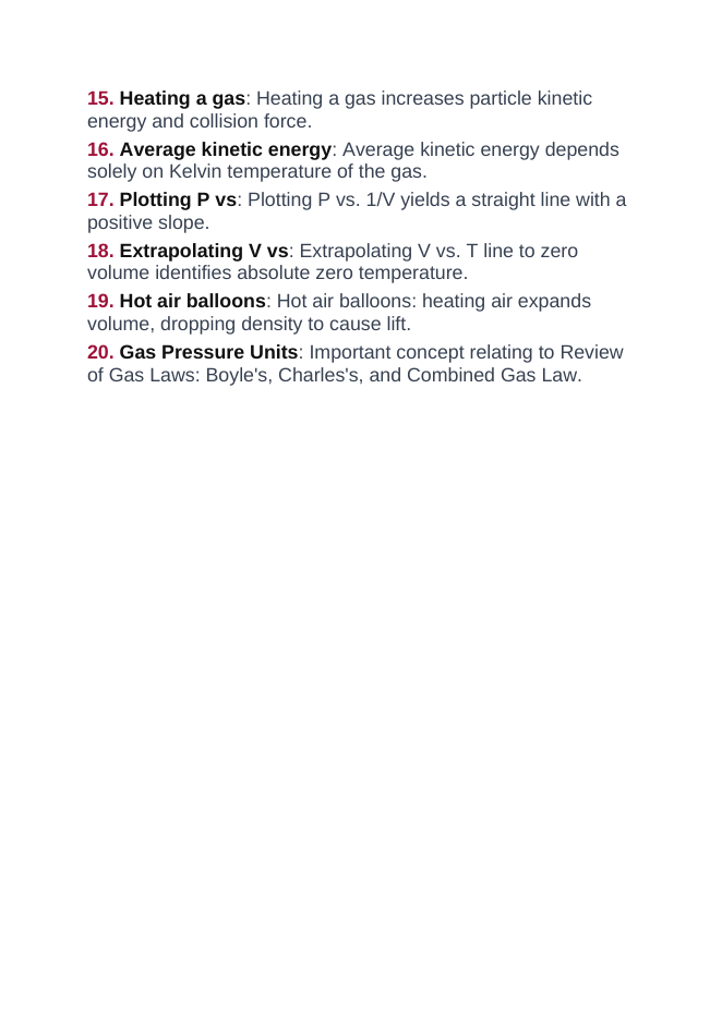 Review of Gas Laws: Boyle's, Charles's, & Combined Gas Law Vocabulary Words & Definitions sample page