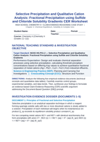 Selective Precipitation and Qualitative Cation Analysis: Fractional Precipitation using Sulfide and Chloride Solubility Gradients CER Phenomena Worksheet sample page