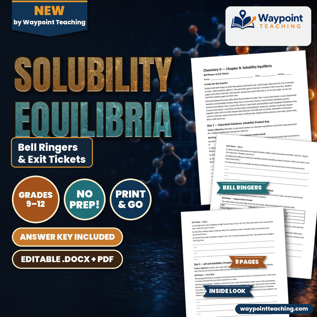 Solubility Equilibria Bell Ringers & Exit Tickets cover