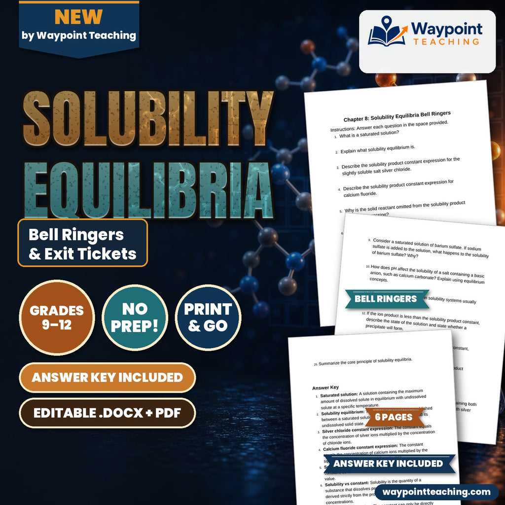 Solubility Equilibria Bell Ringers & Exit Tickets cover
