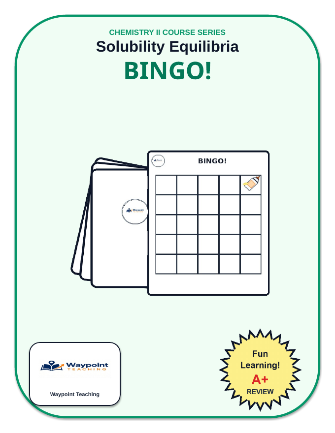 Solubility Equilibria BINGO Review Game sample page