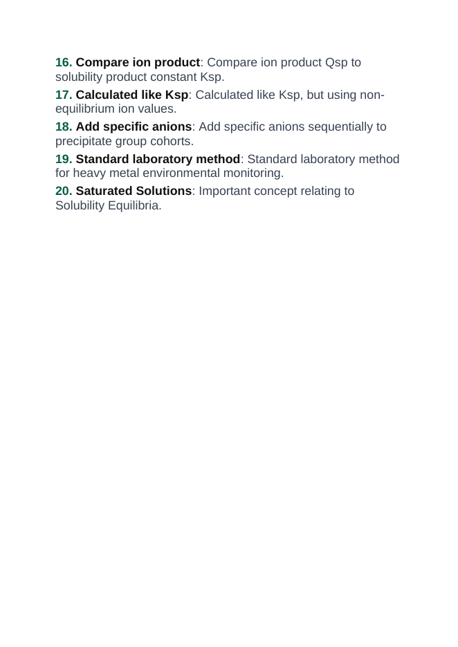 Solubility Equilibria Vocabulary Words & Definitions sample page