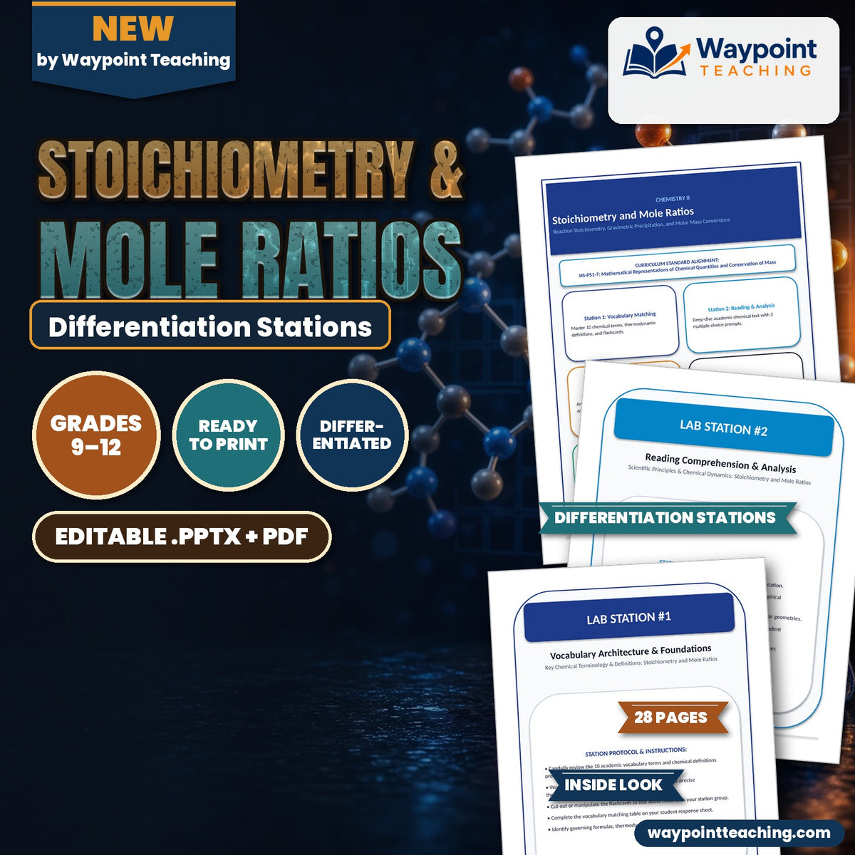 Stoichiometry & Mole Ratios Differentiation Stations cover