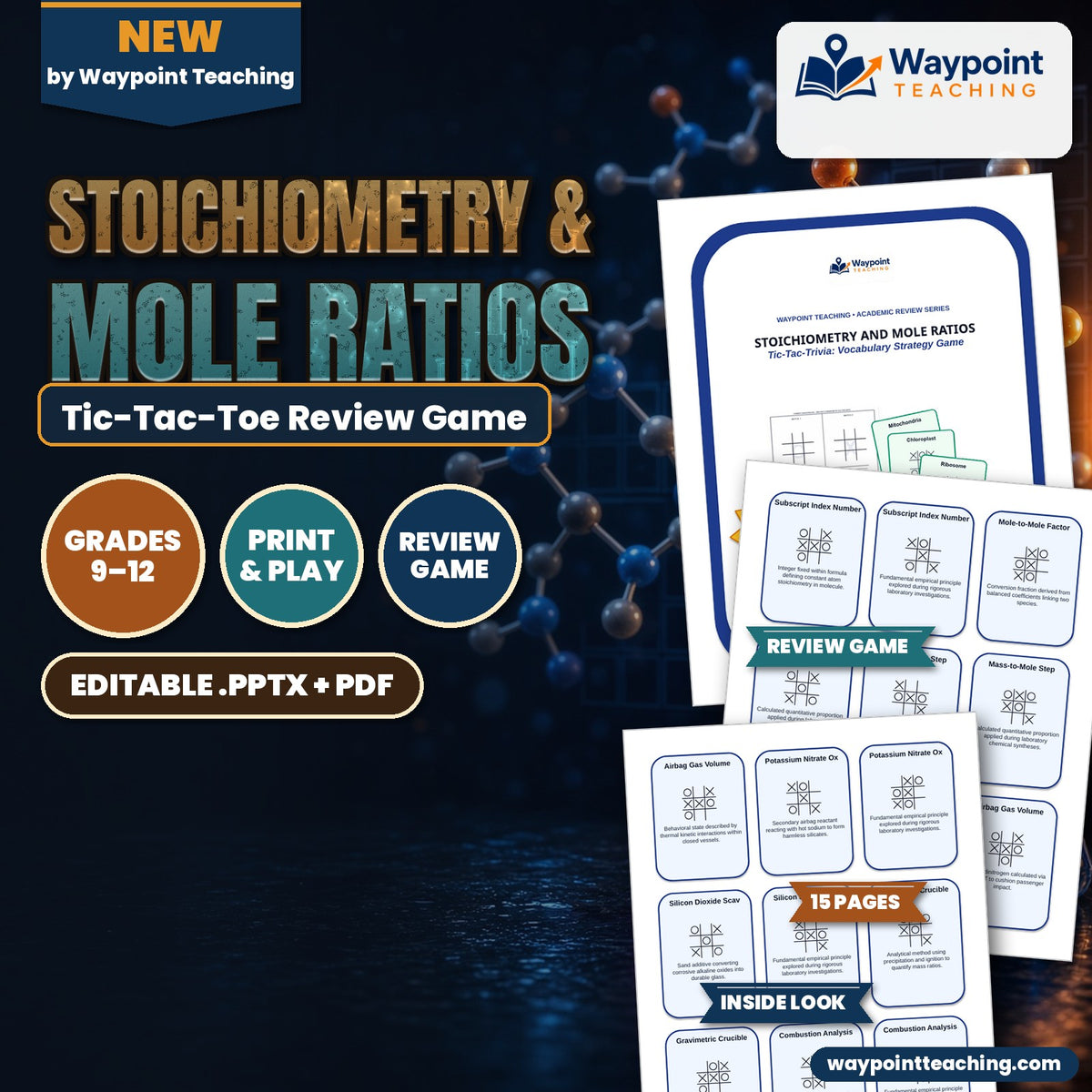 Stoichiometry & Mole Ratios Tic-Tac-Toe Review Game cover