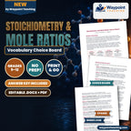 Stoichiometry & Mole Ratios Vocabulary Choice Board cover