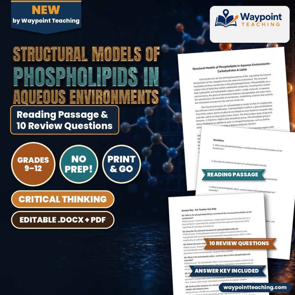 Structural Models of Phospholipids in Aqueous Environments Reading Worksheet cover
