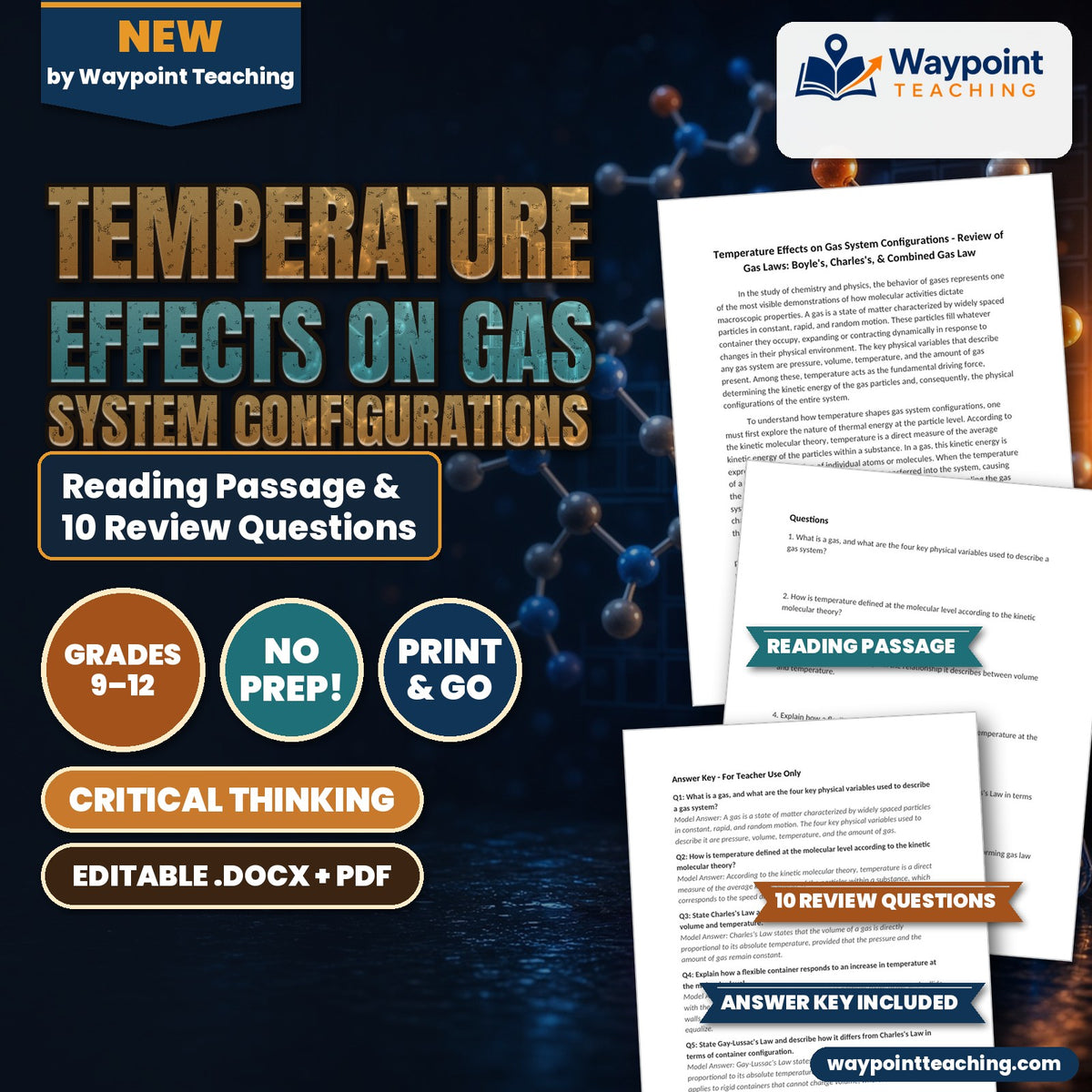 Temperature Effects on Gas System Configurations Reading Worksheet cover