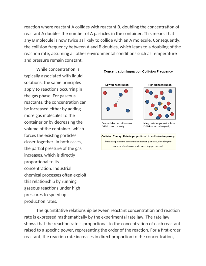 The Impact of Concentration on Reaction Rates Reading Worksheet sample page