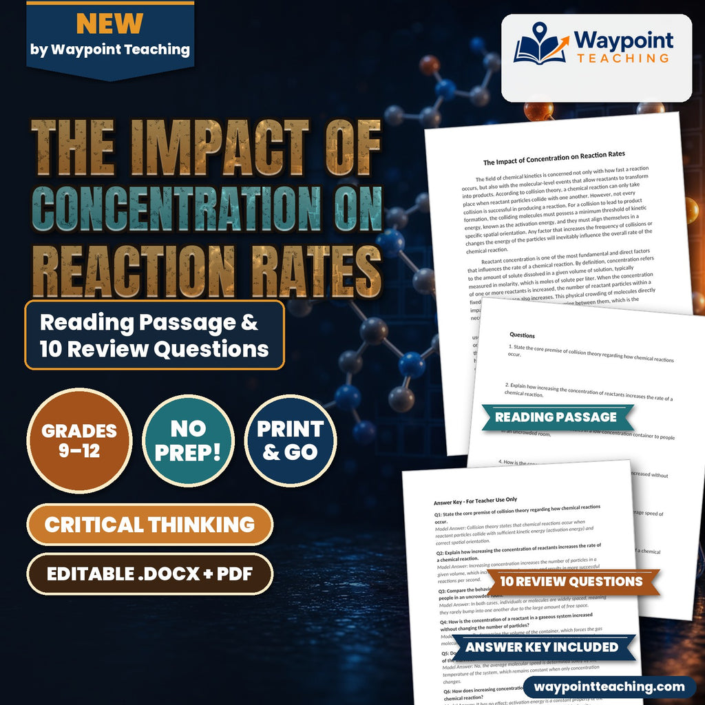 The Impact of Concentration on Reaction Rates Reading Worksheet cover