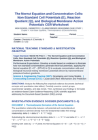 The Nernst Equation and Concentration Cells: Non-Standard Cell Potentials (E), Reaction Quotient (Q), and Biological Membrane Action Potentials CER Phenomena Worksheet sample page