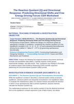 The Reaction Quotient (Q) and Directional Response: Predicting Directional Shifts and Free Energy Driving Forces CER Phenomena Worksheet sample page