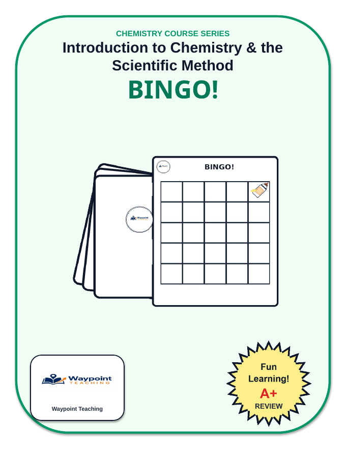Introduction to Chemistry & the Scientific Method BINGO Review Game sample page