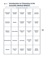 Introduction to Chemistry & the Scientific Method BINGO Review Game sample page