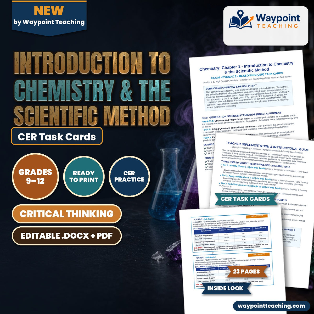 Introduction to Chemistry & the Scientific Method CER Task Cards cover