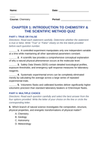 Introduction to Chemistry & the Scientific Method Lesson Quiz sample page