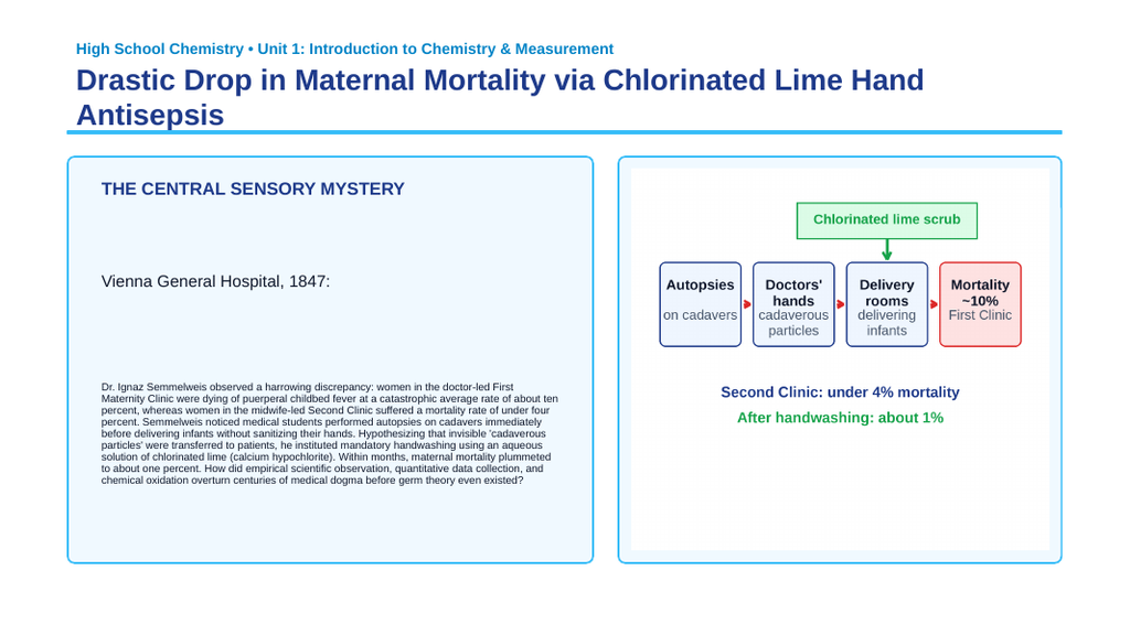 Introduction to Chemistry & the Scientific Method Phenomena-Based Lesson: Drastic Drop in Maternal Mortality via Chlorinated Lime Hand Antisepsis Presentation sample page