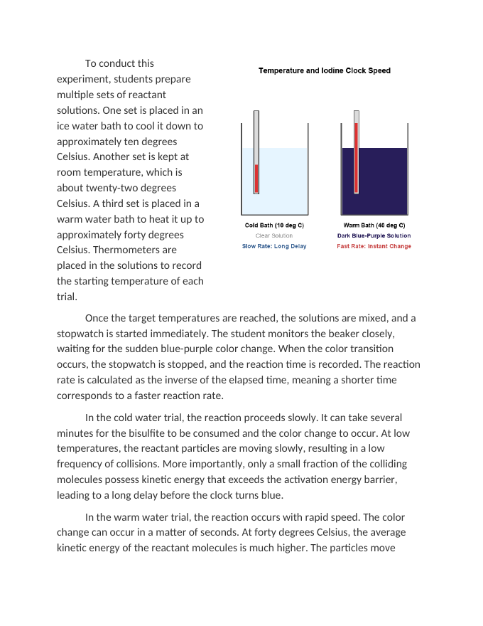 Investigating the Role of Temperature on Iodine Clock Reactions Reading Worksheet sample page