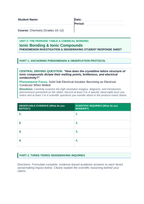 Ionic Bonding & Ionic Compounds Phenomena-Based Lesson: Solid Salt Electrical Insulator Becoming an Electrical Conductor When Melted Student Response Sheet sample page