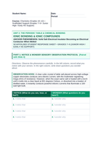 Ionic Bonding & Ionic Compounds Scaffolded Phenomena-Based Lesson: Solid Salt Electrical Insulator Becoming an Electrical Conductor When Melted Student Response Sheet sample page