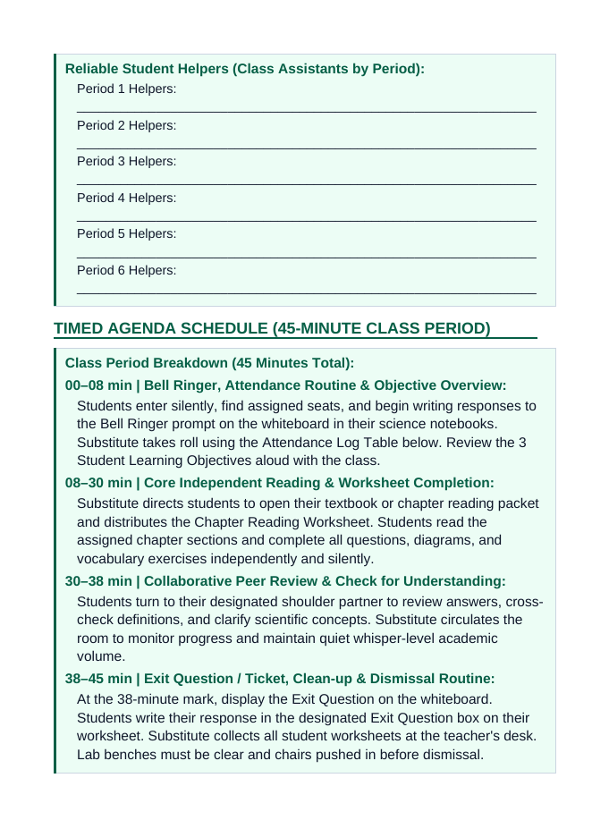 Ionic Bonding & Ionic Compounds Substitute Lesson Plan sample page