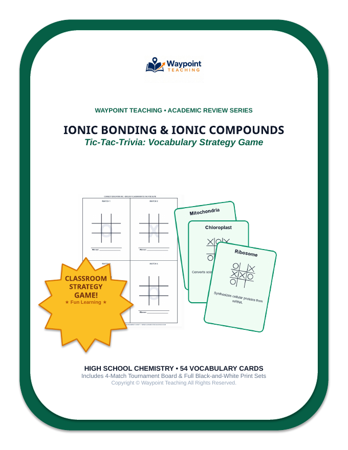 Ionic Bonding & Ionic Compounds Tic-Tac-Toe Review Game sample page