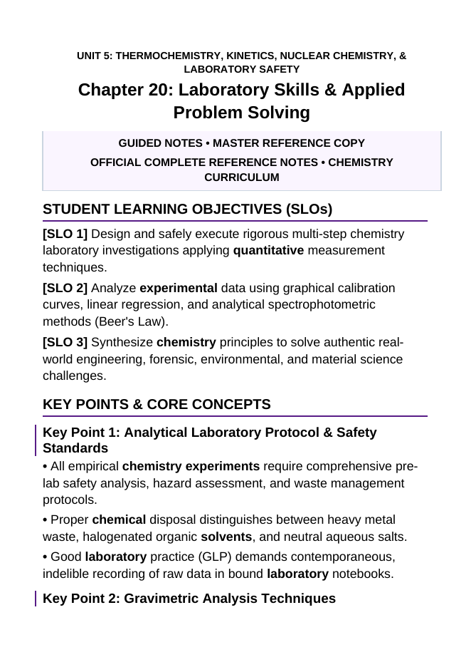 Laboratory Skills & Applied Problem Solving Guided Notes sample page
