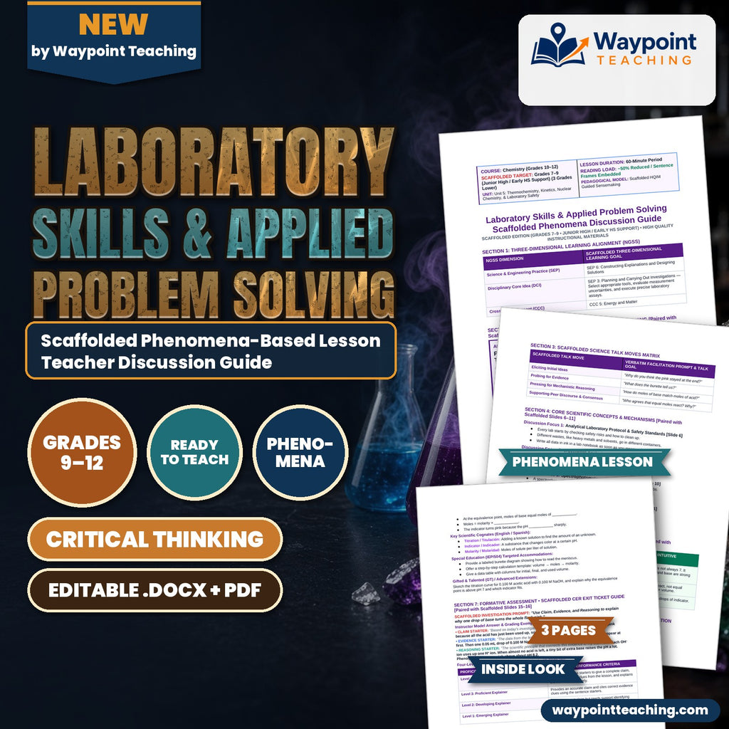 Laboratory Skills & Applied Problem Solving Scaffolded Phenomena-Based Lesson: Precision Equivalence Point Detection in Single-Drop Acid-Base Titration Teacher Discussion Guide cover