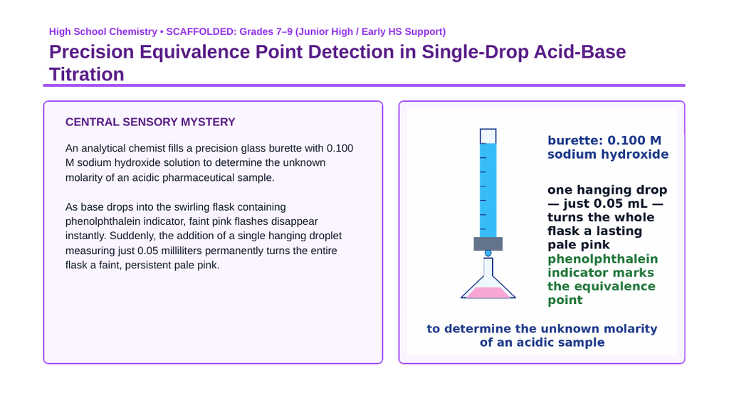 Laboratory Skills & Applied Problem Solving Scaffolded Phenomena-Based Lesson: Precision Equivalence Point Detection in Single-Drop Acid-Base Titration Presentation sample page