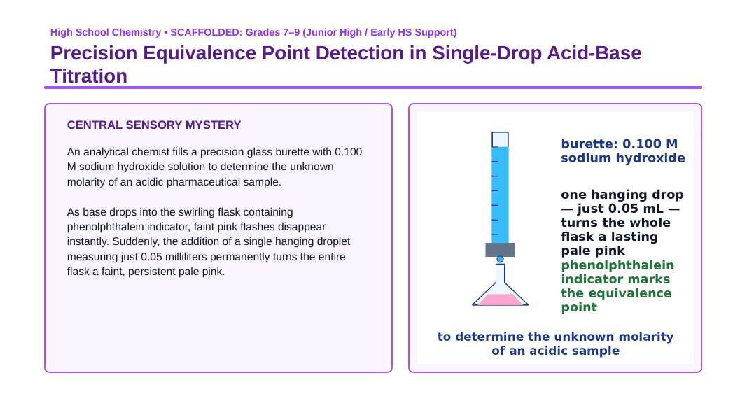 Laboratory Skills & Applied Problem Solving Scaffolded Phenomena-Based Lesson: Precision Equivalence Point Detection in Single-Drop Acid-Base Titration Presentation sample page