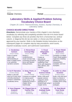 Laboratory Skills & Applied Problem Solving Vocabulary Choice Board sample page