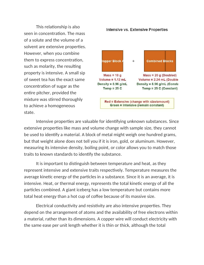 Macroscopic Properties of Intensive and Extensive Traits Reading Worksheet sample page