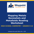 Mapping Metals Nonmetals and Metalloids Reading Worksheet cover