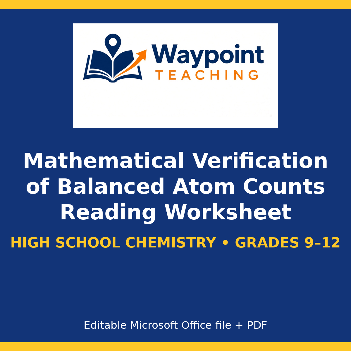 Mathematical Verification of Balanced Atom Counts Reading Worksheet cover