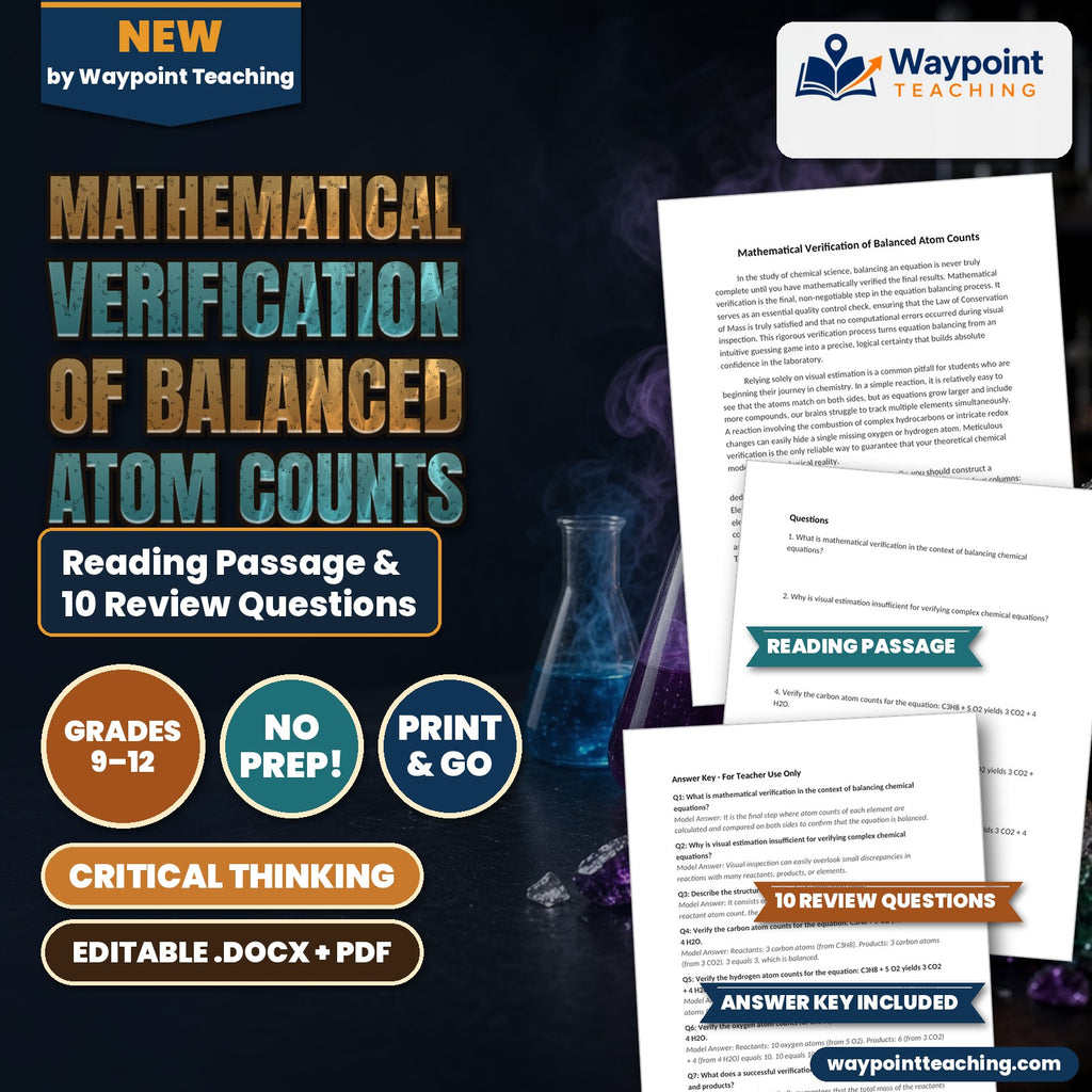 Mathematical Verification of Balanced Atom Counts Reading Worksheet cover