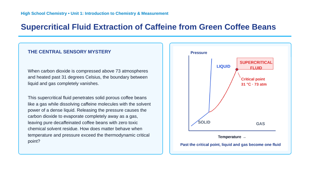 Matter: Properties, Classification, & Changes Phenomena-Based Lesson: Supercritical Fluid Extraction of Caffeine from Green Coffee Beans Presentation sample page