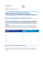 Matter: Properties, Classification, & Changes Phenomena-Based Lesson: Supercritical Fluid Extraction of Caffeine from Green Coffee Beans Student Response Sheet sample page