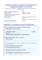 Matter: Properties, Classification, & Changes Substitute Lesson Plan sample page