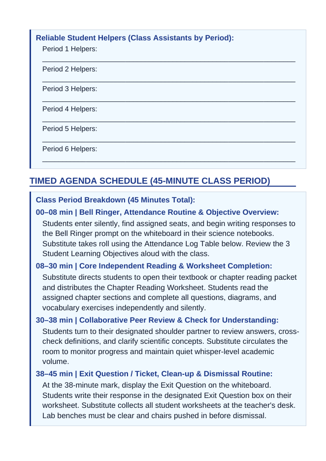 Matter: Properties, Classification, & Changes Substitute Lesson Plan sample page