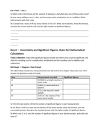 Measurement, Significant Figures, & the Metric System Bell Ringers & Exit Tickets sample page