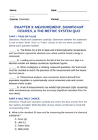 Measurement, Significant Figures, & the Metric System Lesson Quiz sample page