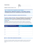 Measurement, Significant Figures, & the Metric System Phenomena-Based Lesson: Metric Conversion Discrepancy Causing the Mars Climate Orbiter Crash Student Response Sheet sample page