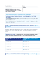 Measurement, Significant Figures, & the Metric System Scaffolded Phenomena-Based Lesson: Metric Conversion Discrepancy Causing the Mars Climate Orbiter Crash Student Response Sheet sample page