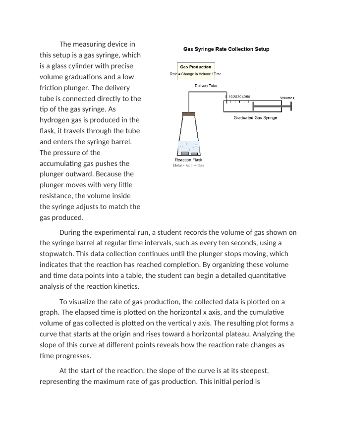 Measuring the Rate of Gas Production over Time Reading Worksheet sample page