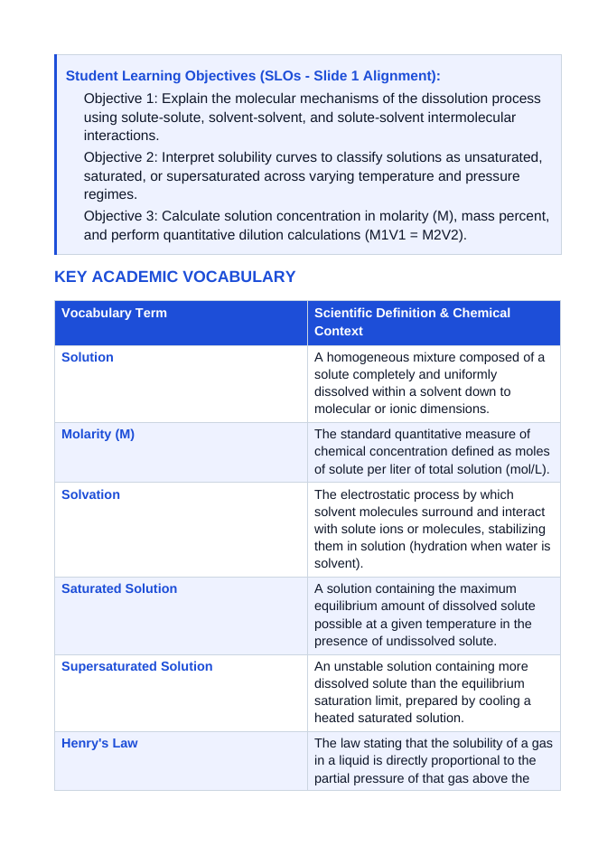 Mixtures, Solutions, & Solubility 5E Lesson Plan sample page