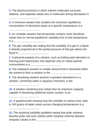 Mixtures, Solutions, & Solubility Fill-in-the-Blank Vocabulary Worksheet sample page