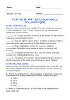 Mixtures, Solutions, & Solubility Lesson Quiz sample page