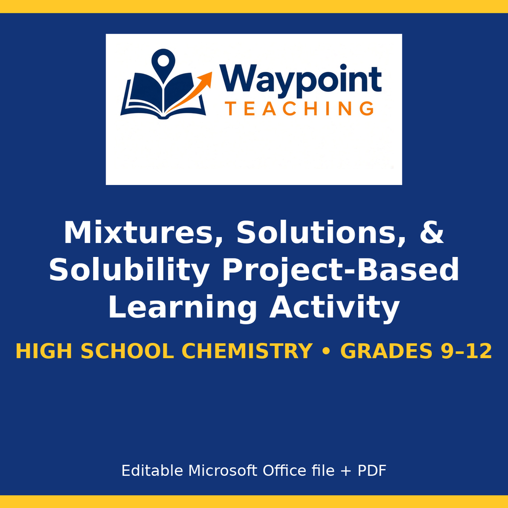 Mixtures, Solutions, & Solubility Project-Based Learning Activity cover